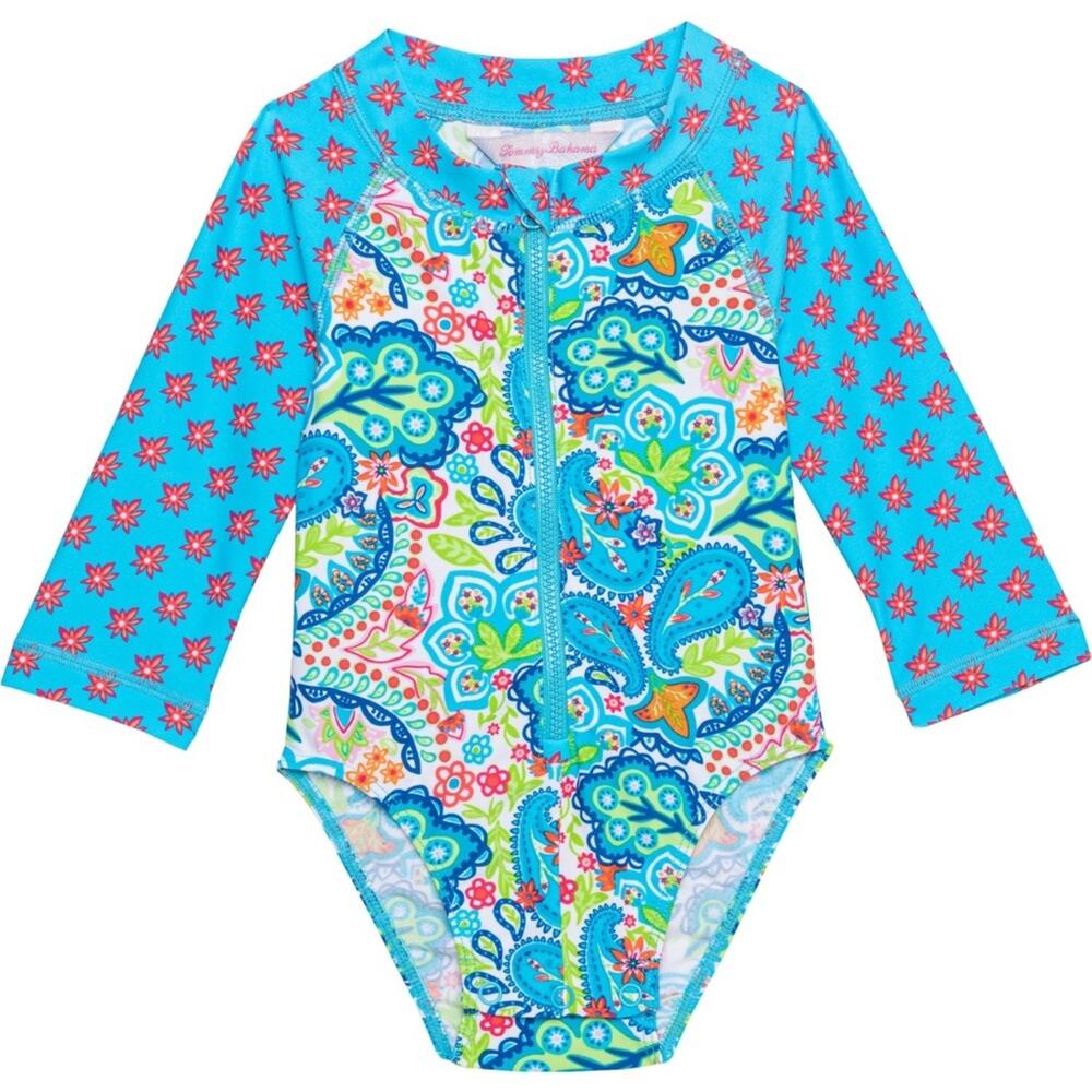 Tommy Bahama Girls Long Sleeve UPF 50 Rash Guard Paddle Suit Size 3/6 Months NEW
